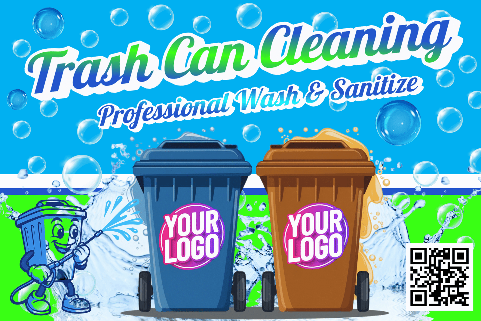 Fresh Aqua Trash Bin Cleaning Trailer Wrap Design