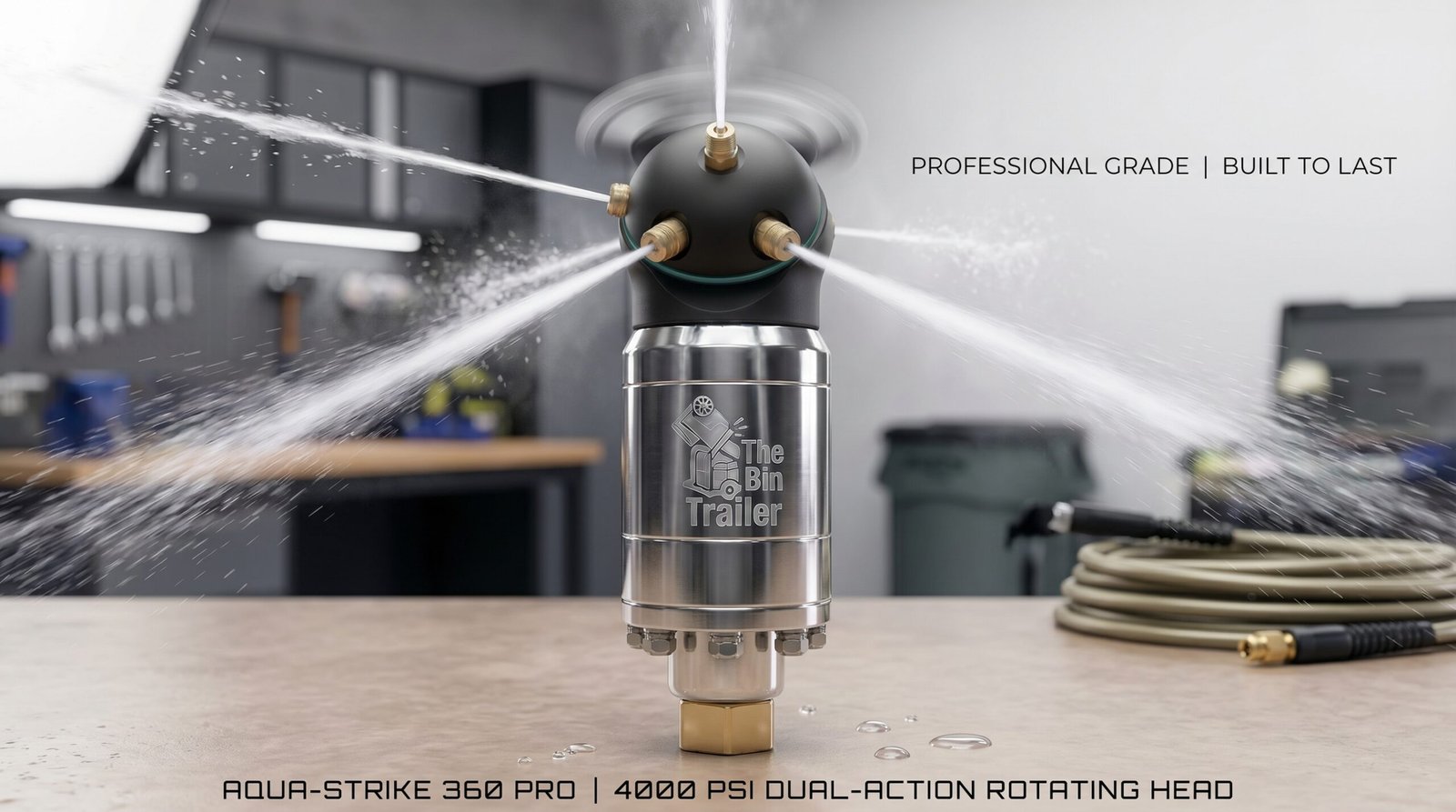 The Bin Trailer – 360° Rotating Wash Head | 4,000 PSI Industrial Cleaning Nozzle for Bin Trailers & Pressure Washing Systems