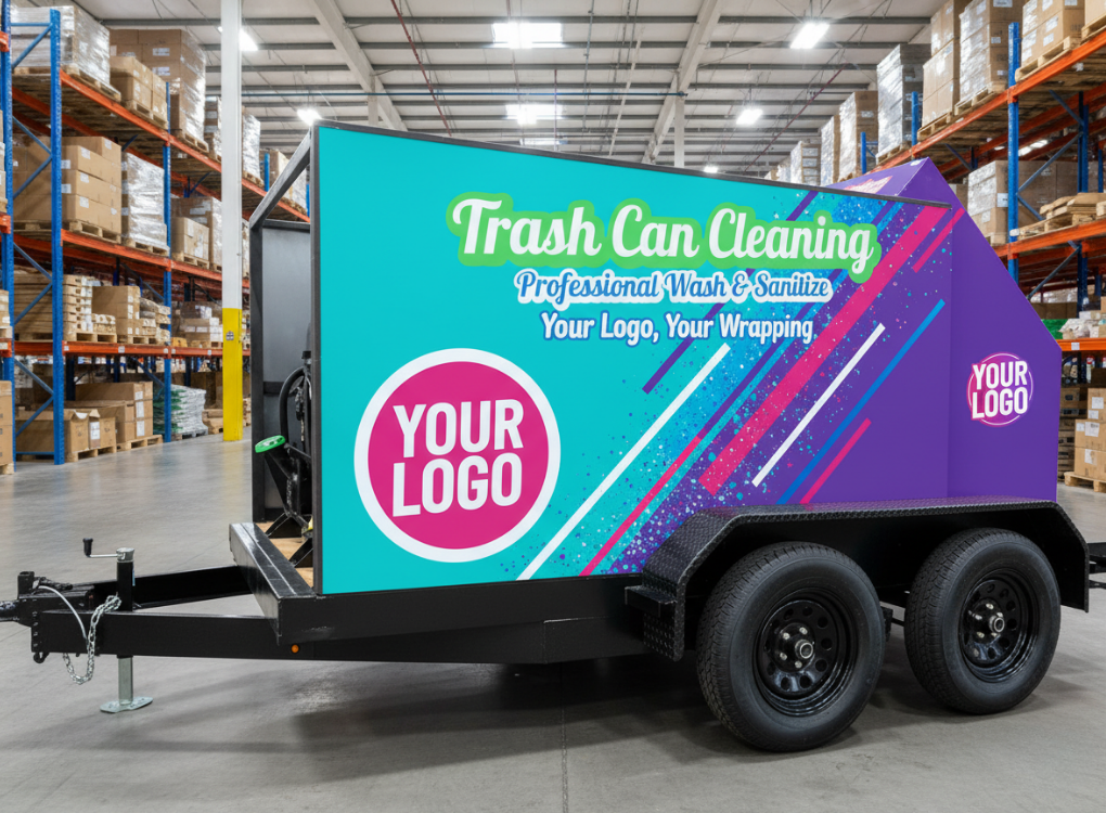 Double Axle Hot Water Trash Bin Cleaning Trailer - Commercial Grade