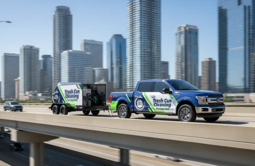 Double Hot Water Bin Cleaning Trailer - Commercial Setup