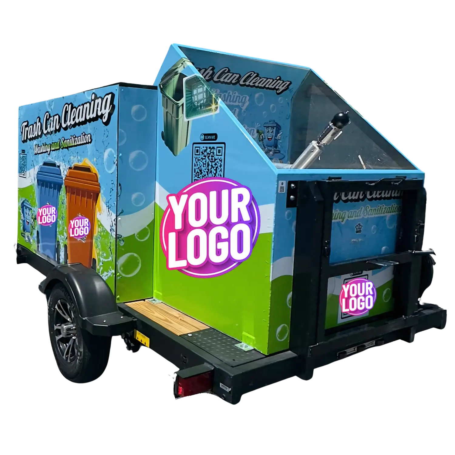 Single Axle Trash Bin Cleaning Trailer Manufacturer Florida