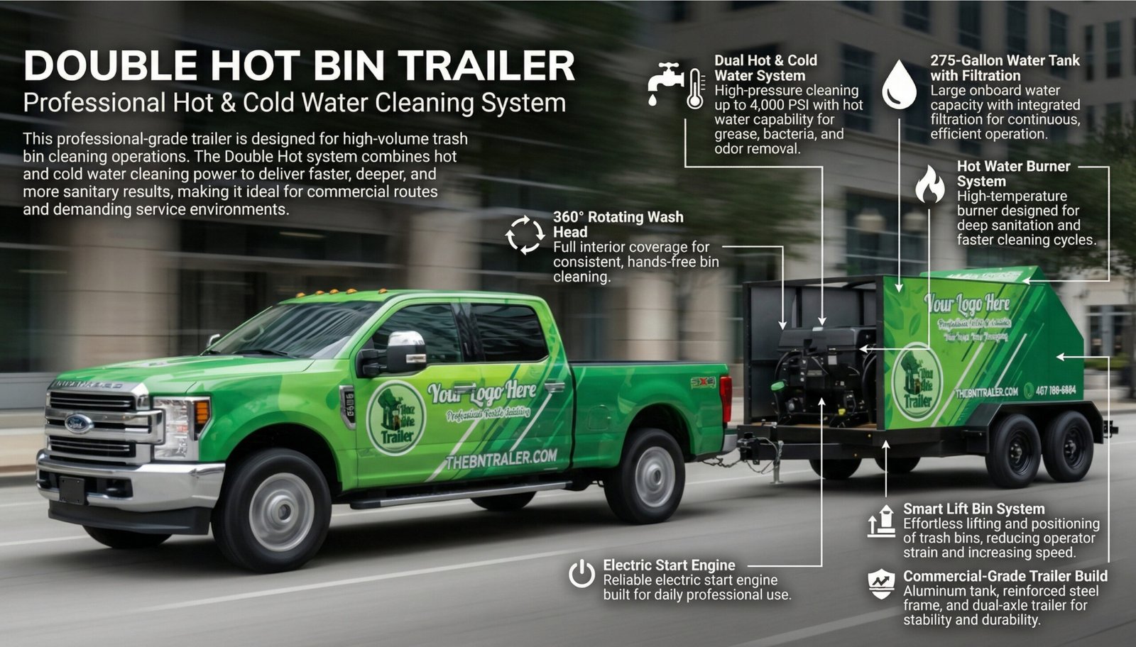 Double Axle Hot and Cold Water Trailer for Sale