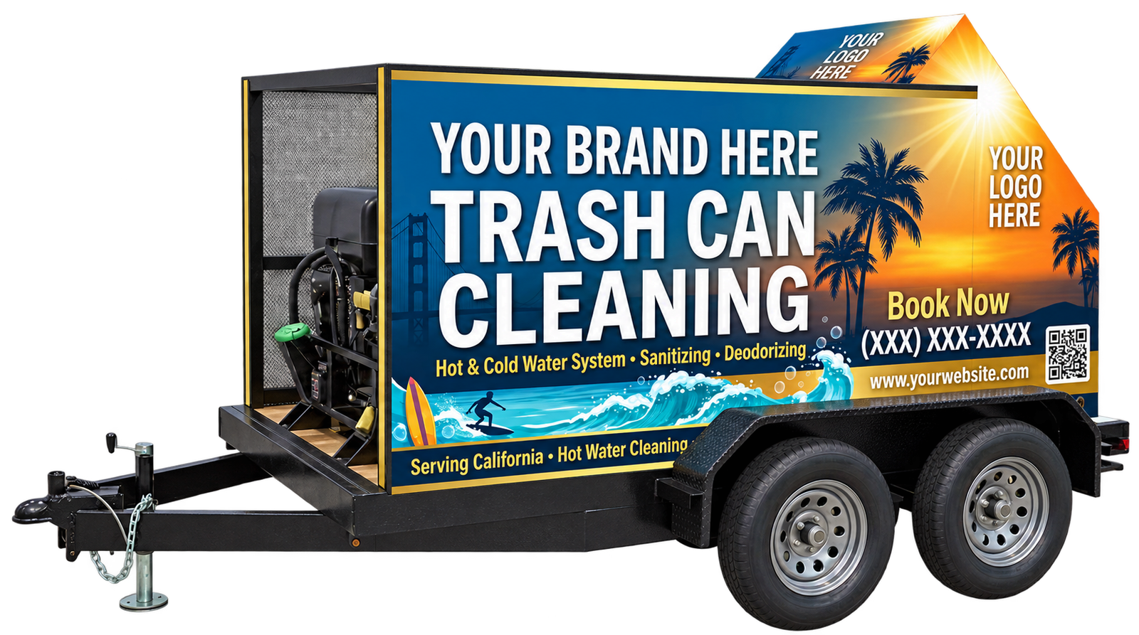 Double Hot California Edition bin cleaning trailer