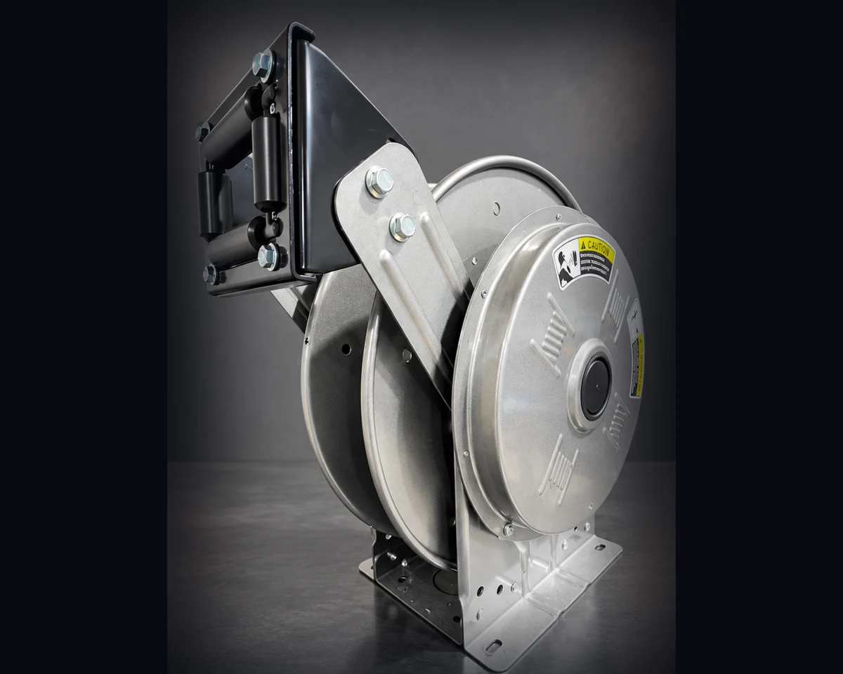 Hannay spring retractable hose reel 3/8 inch x 50 ft, heavy-duty steel commercial grade pressure washer hose reel
